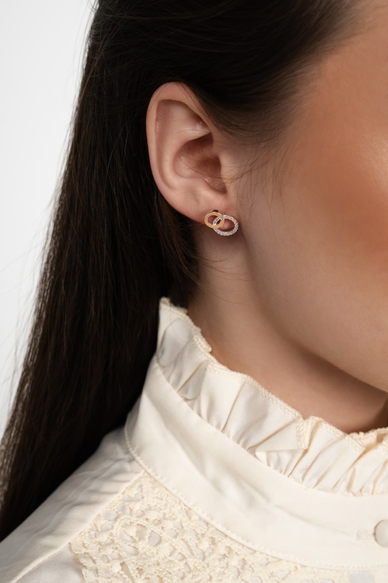 KOLCZYKI SREBRNE ZE ZŁOTEM I CYRKONIAMI 1424.50 zdjęcie 2