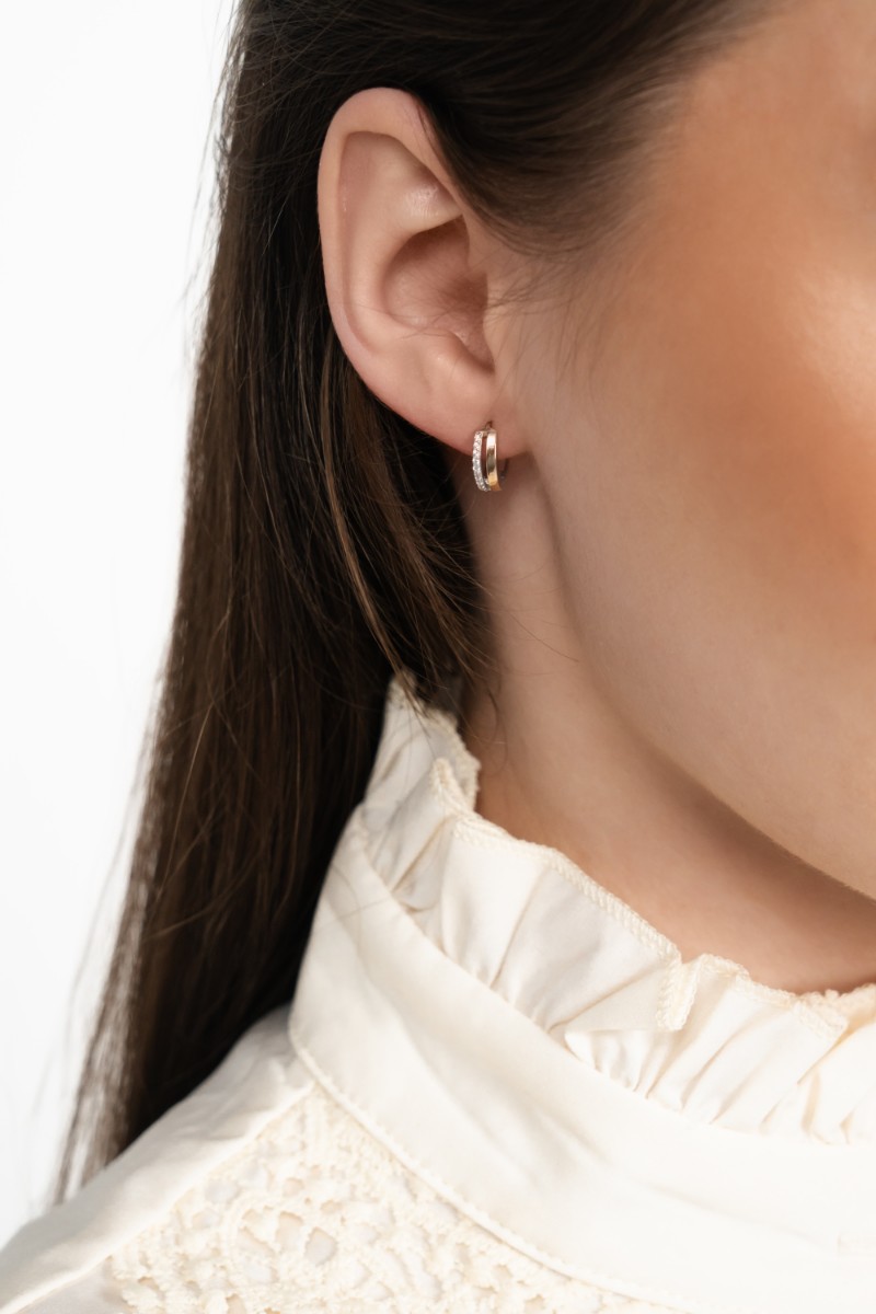 KOLCZYKI KOŁA SREBRNE ZE ZŁOTEM I CYRKONIAMI 1339.50 zdjęcie 2