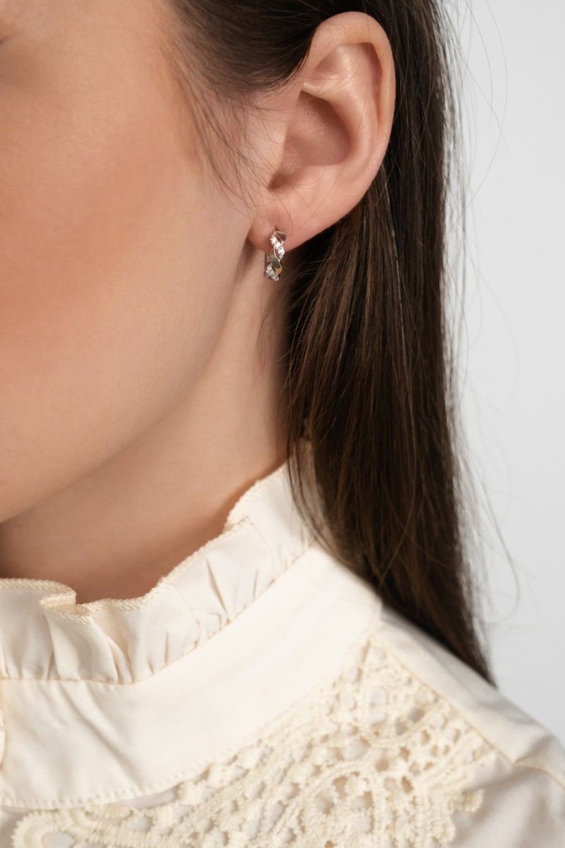 KOLCZYKI KOŁA SREBRNE ZE ZŁOTEM I CYRKONIAMI 0346.10 zdjęcie 2