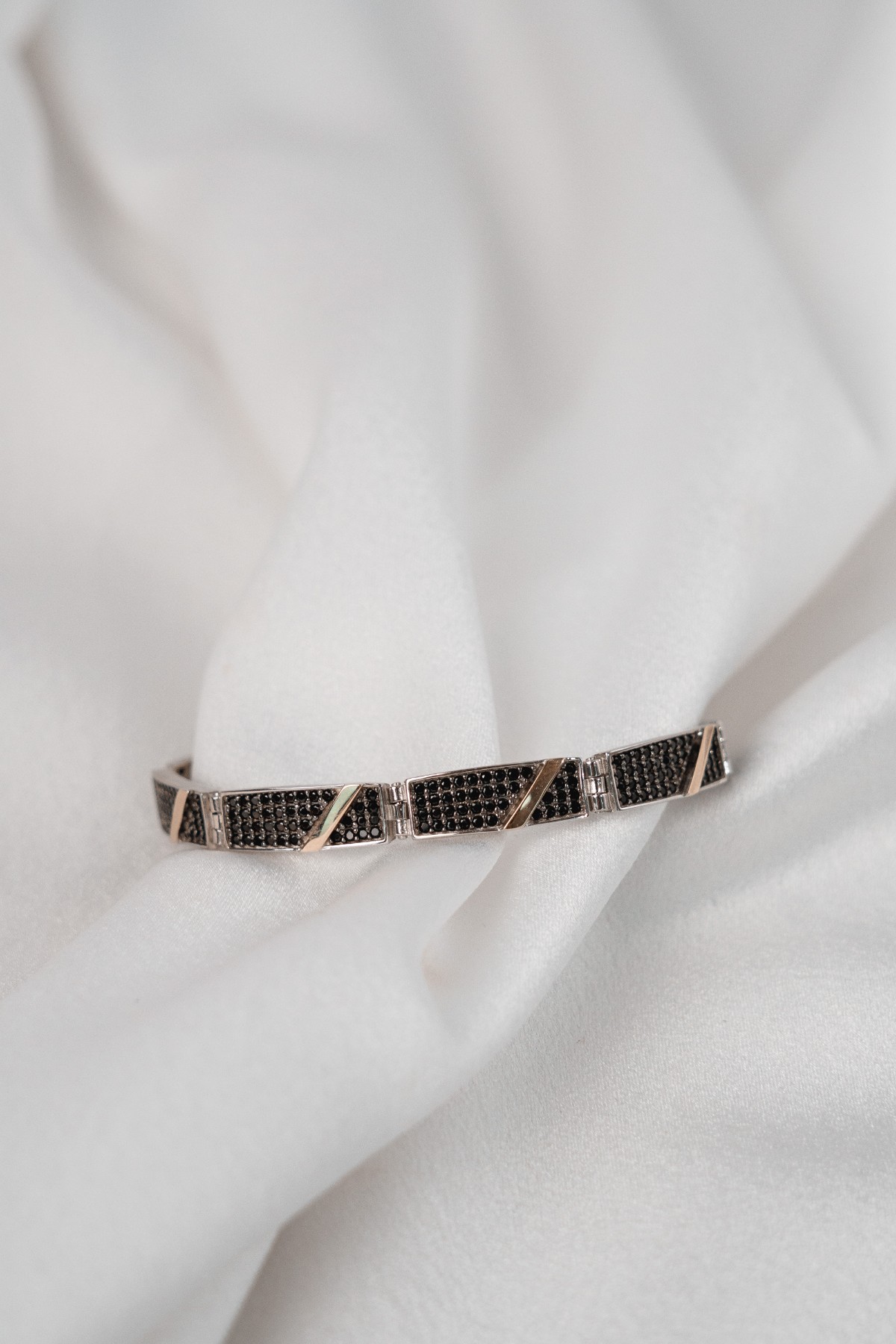 BRANSOLETKA SREBRNA ZE ZŁOTEM I CYRKONIAMI 207 - SIZ - LUX zdjęcie 2