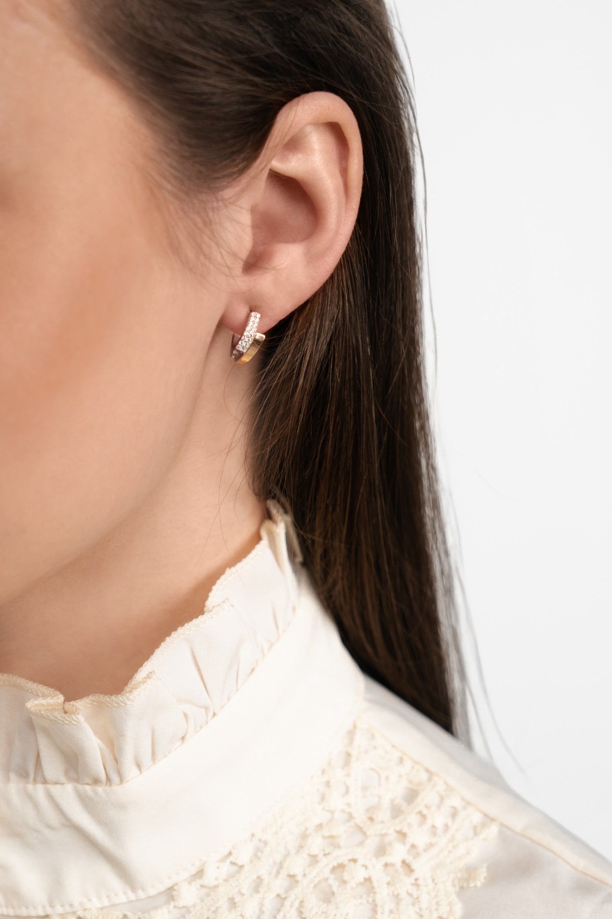 KOLCZYKI SREBRNE ZE ZŁOTEM I CYRKONIAMI 1233.10 - SIZ - LUX zdjęcie 3