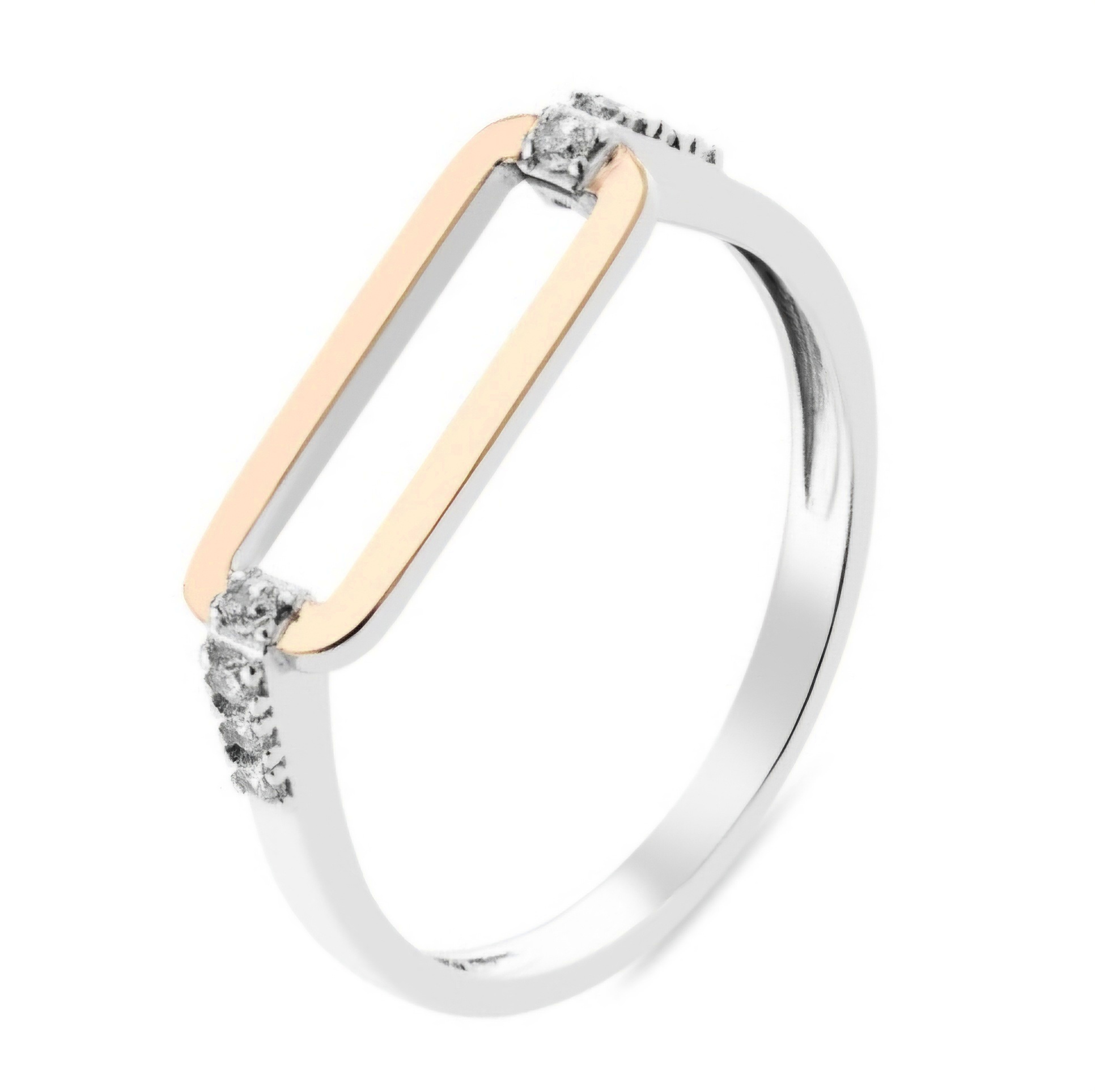 PIERŚCIONEK SREBRNY ZE ZŁOTEM I CYRKONIAMI  1009 - SIZ - LUX zdjęcie 4