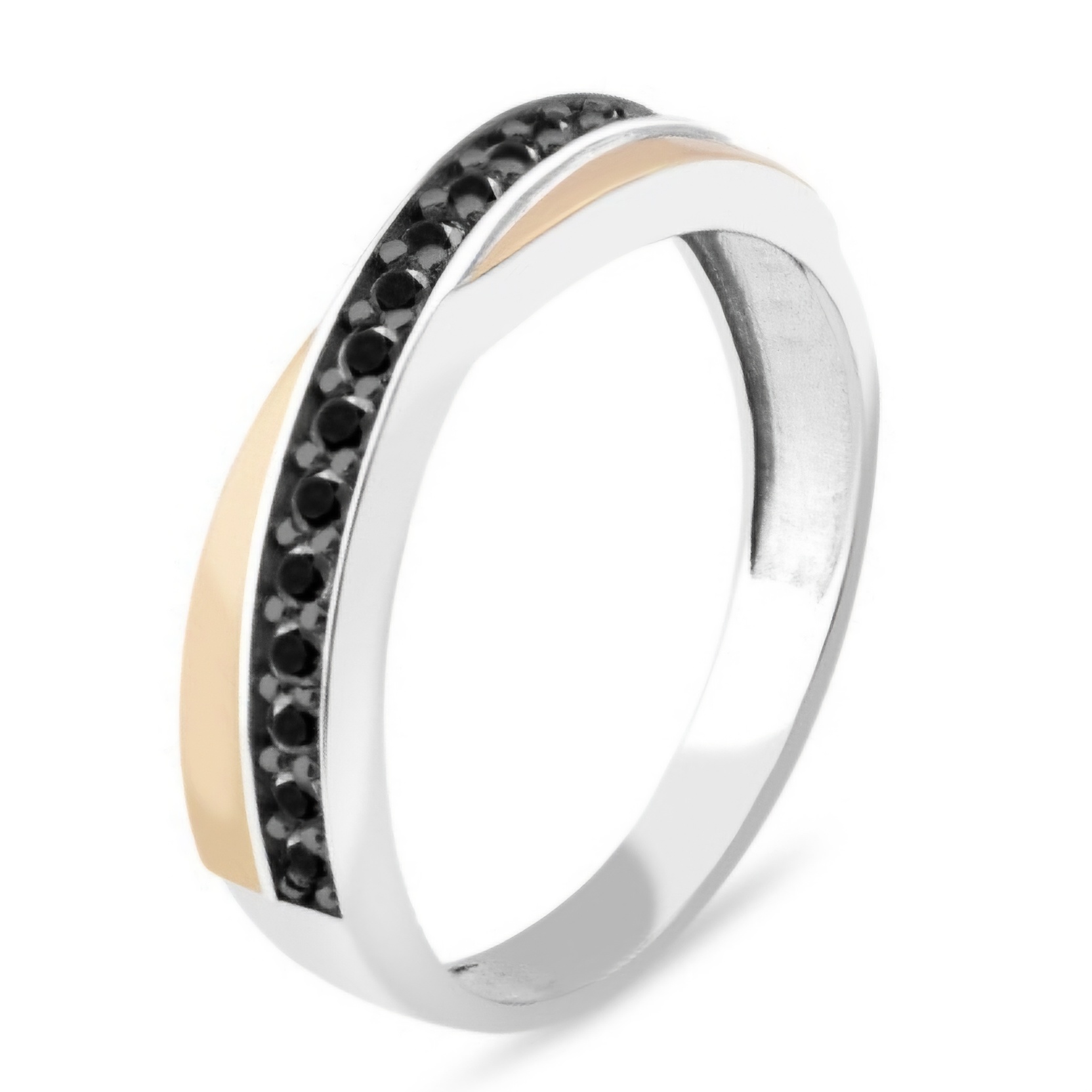 PIERŚCIONEK SREBRNY ZE ZŁOTEM I CYRKONIAMI  707-1 - SIZ - LUX zdjęcie 1