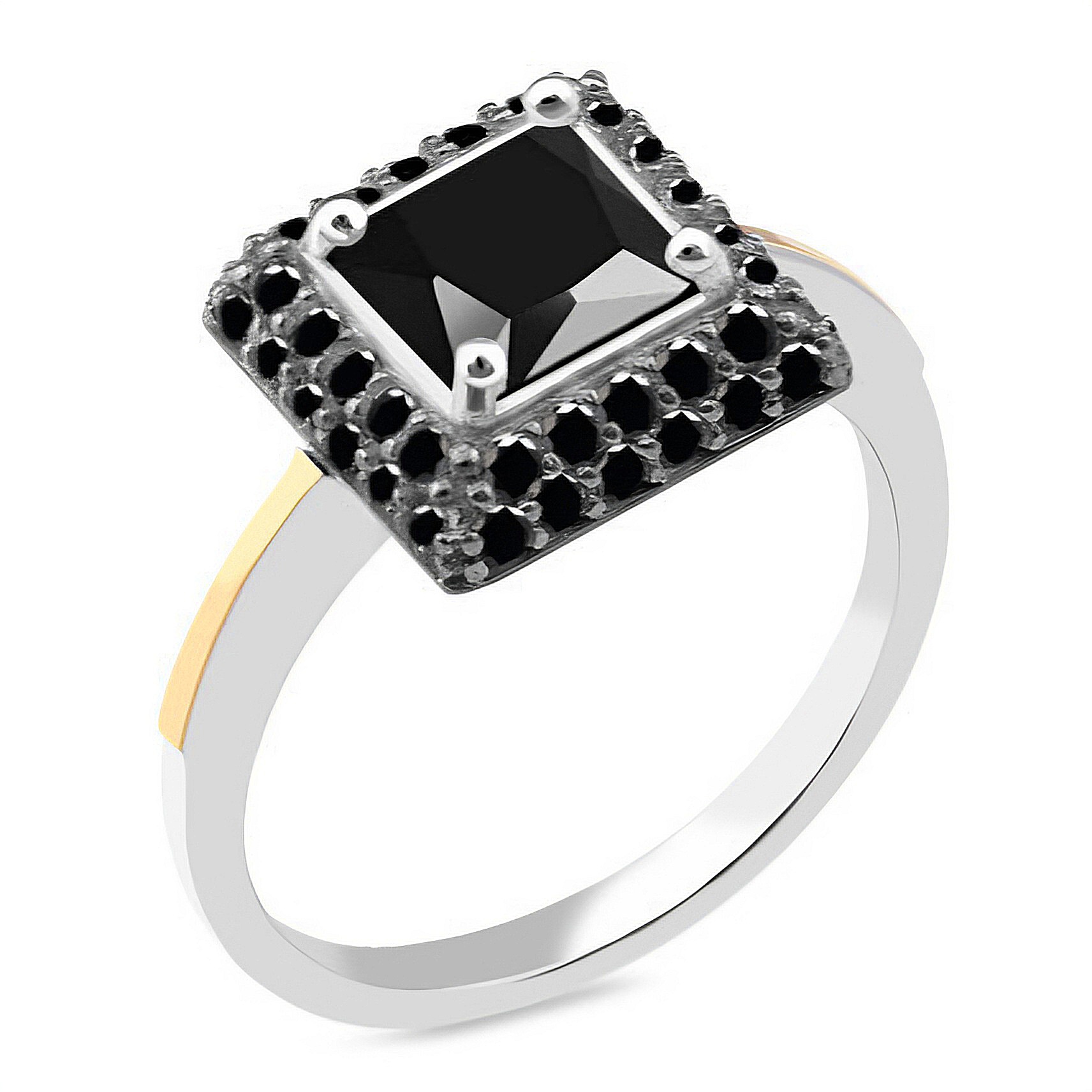 PIERŚCIONEK SREBRNY ZE ZŁOTEM I CYRKONIAMI  918-2 zdjęcie 1