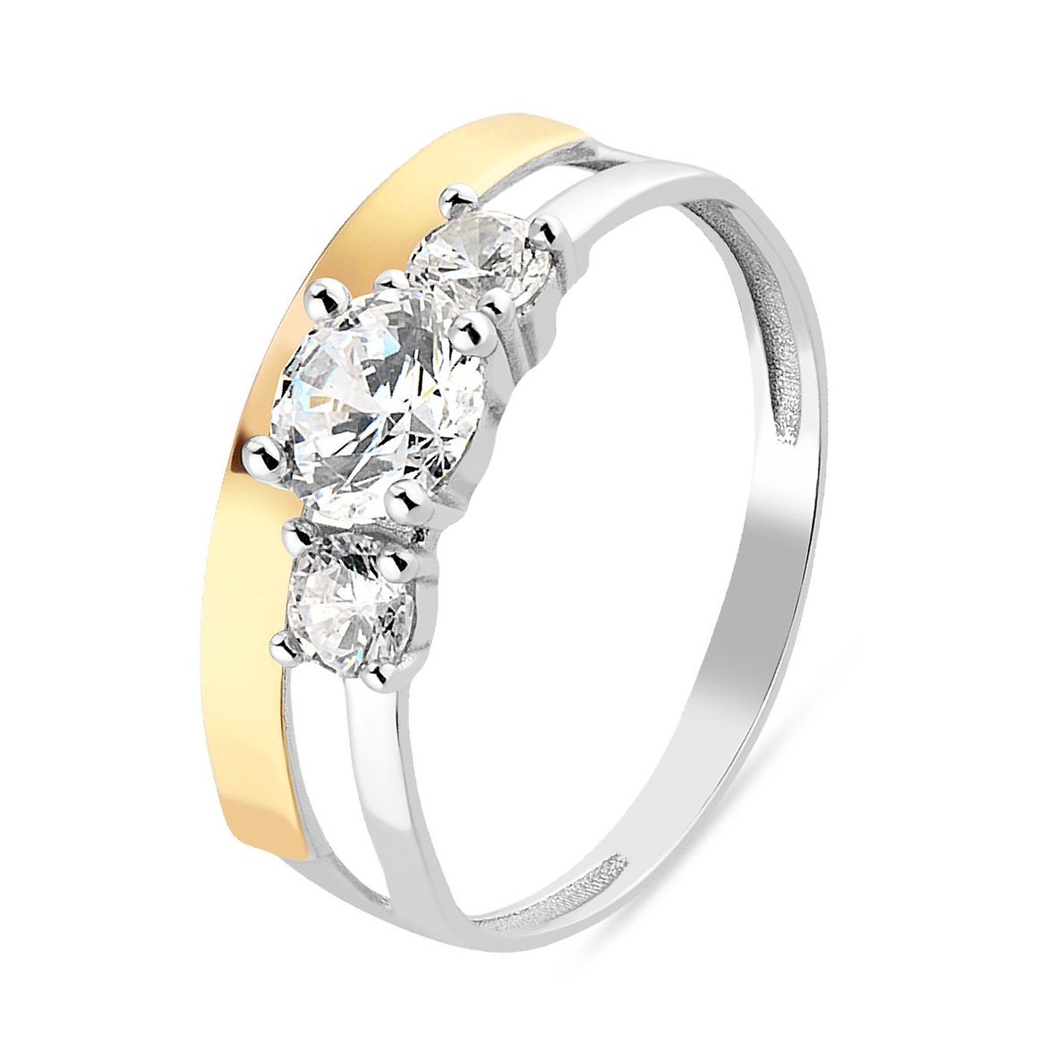 PIERŚCIONEK SREBRNY ZE ZŁOTEM I CYRKONIAMI 1531 zdjęcie 1