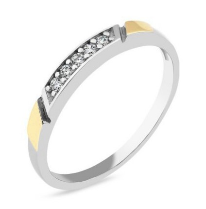 PIERŚCIONEK SREBRNY ZE ZŁOTEM I CYRKONIAMI  953 - SIZ - LUX zdjęcie 1