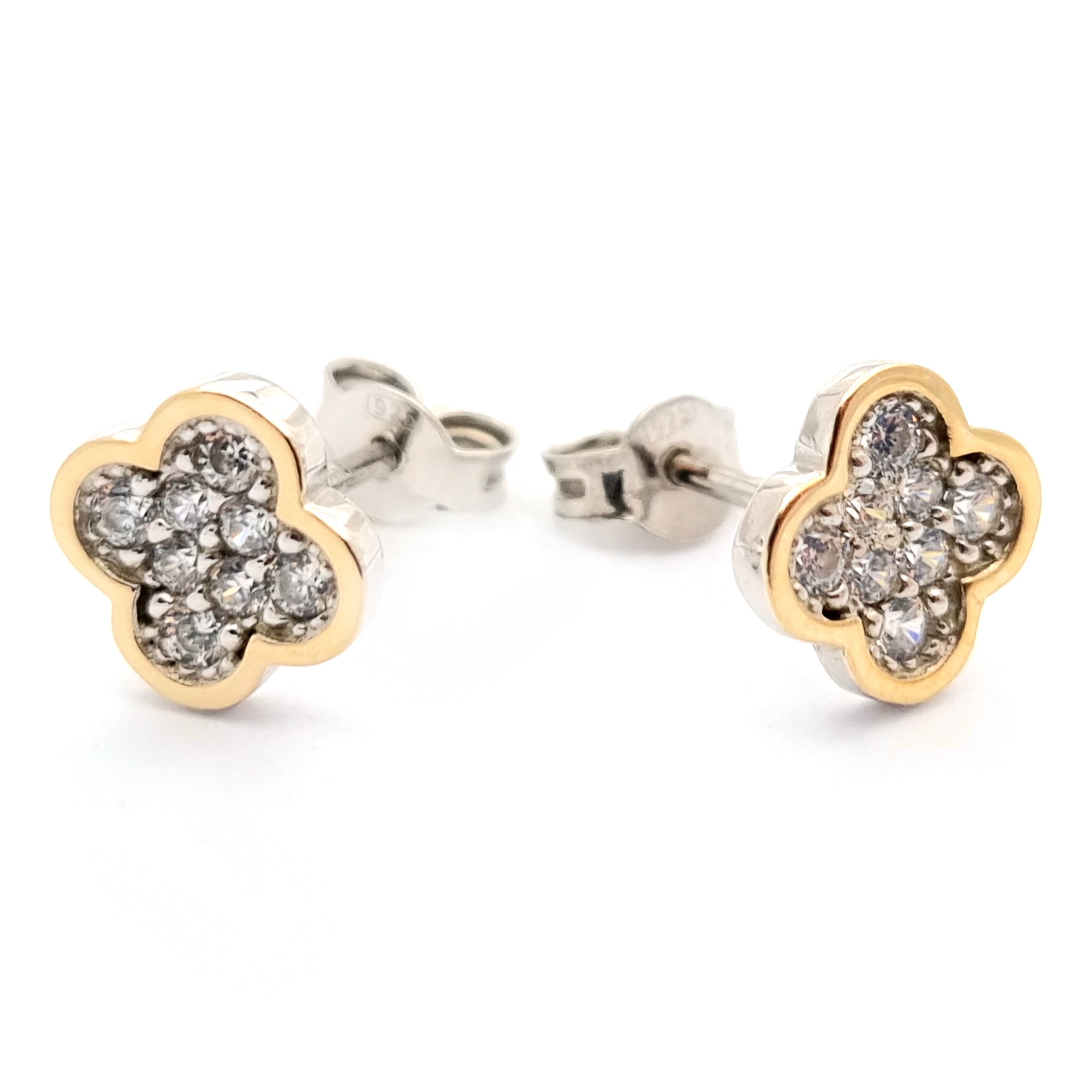 KOLCZYKI SREBRNE ZE ZŁOTEM I CYRKONIAMI 458- 958 - SIZ - LUX zdjęcie 1