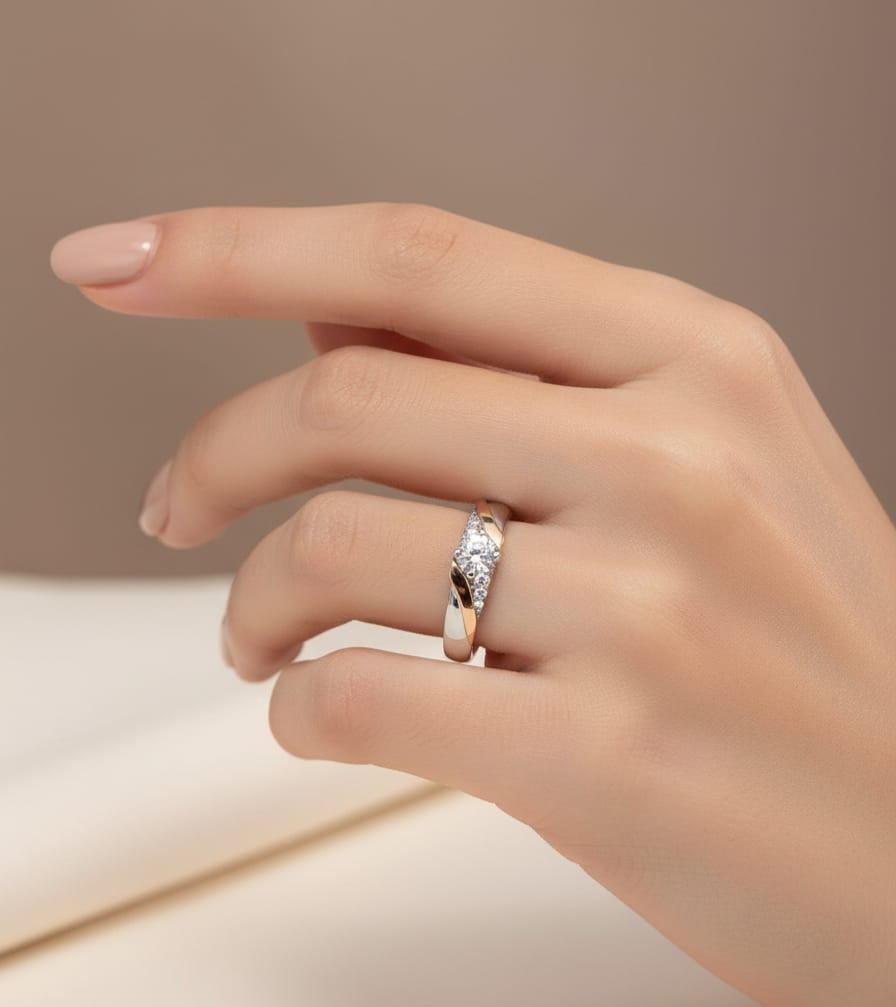 PIERŚCIONEK SREBRNY ZE ZŁOTEM 1591 zdjęcie 2