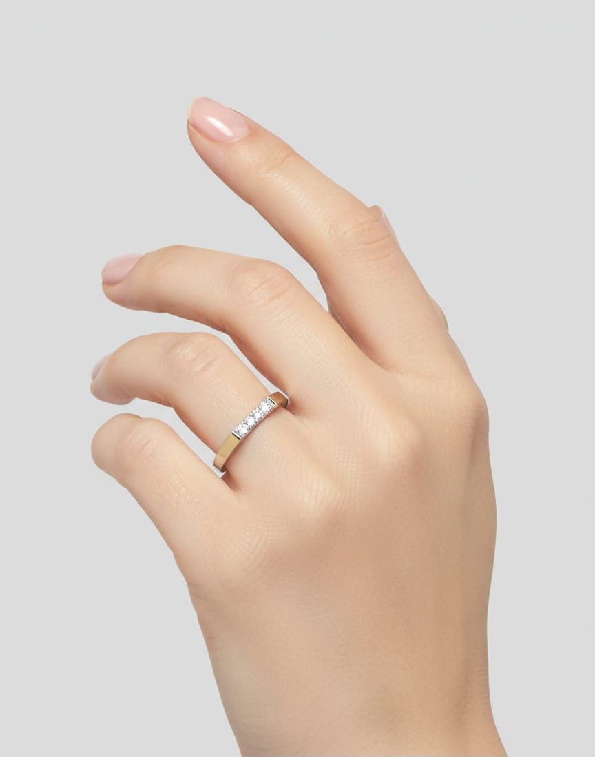 PIERŚCIONEK SREBRNY ZE ZŁOTEM I CYRKONIAMI  1021 - SIZ - LUX zdjęcie 4