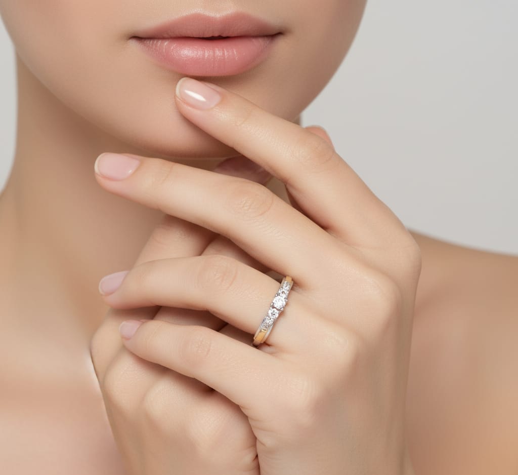 PIERŚCIONEK SREBRNY ZE ZŁOTEM I CYRKONIAMI  1082 - SIZ - LUX zdjęcie 4