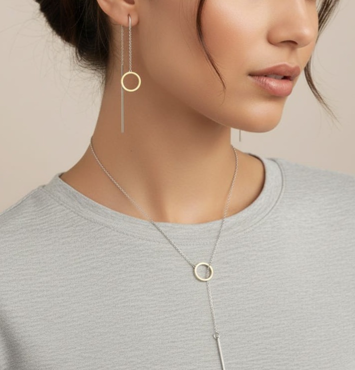 Naszyjnik krawatka srebrny ze złotem 0713.45 zdjęcie 2